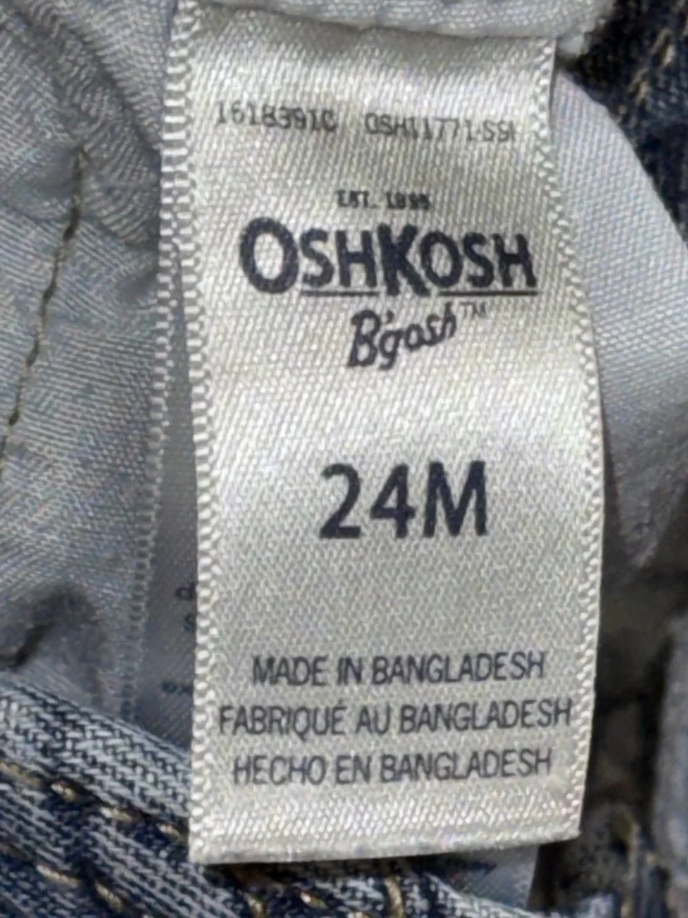 Vintage OshKosh B'gosh Kids Blue Overalls 24 M Denim Vestbak Carpenter Shortalls